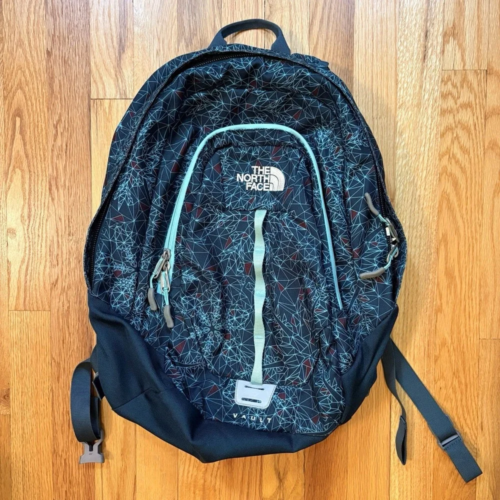 The North Face Vault Backpack  T196/T596 Rare Teal Maroon Geometric Day Pack